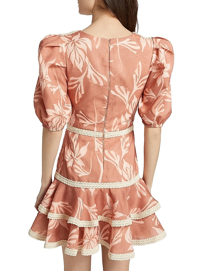 Artichoke Puff-Sleeve Minidress