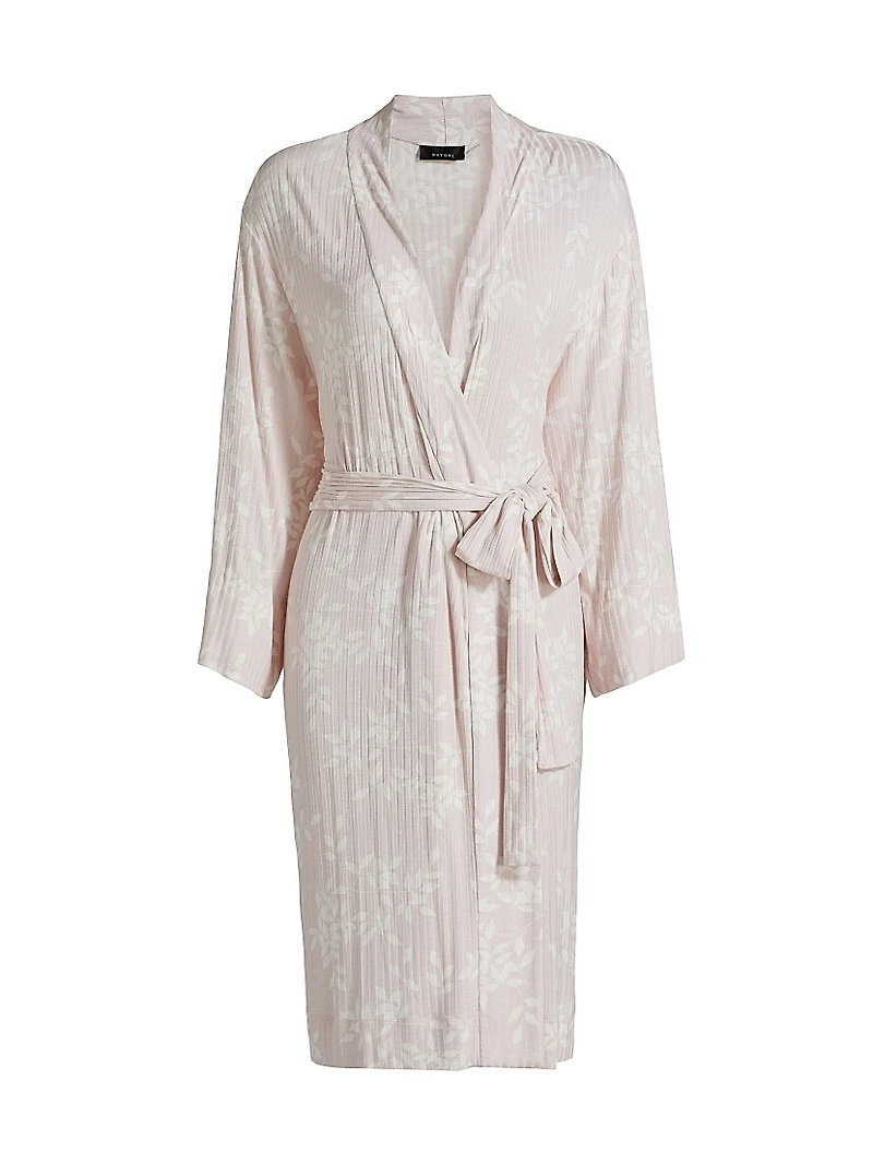 Aria Floral Rib-Knit Jersey Robe