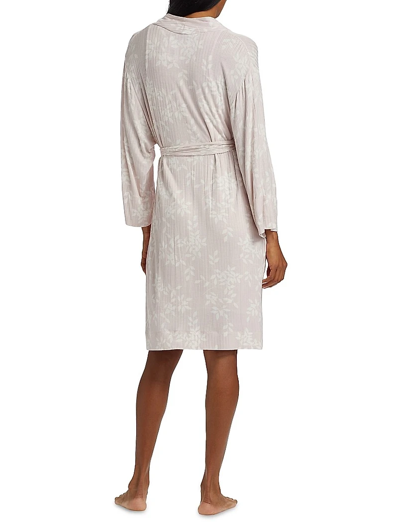 Aria Floral Rib-Knit Jersey Robe