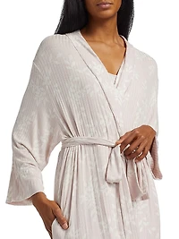 Aria Floral Rib-Knit Jersey Robe