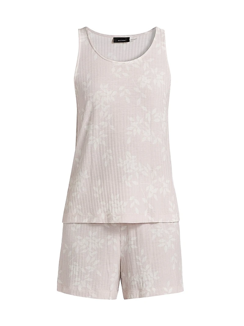 Aria Floral Rib-Knit Jersey Short Pajamas