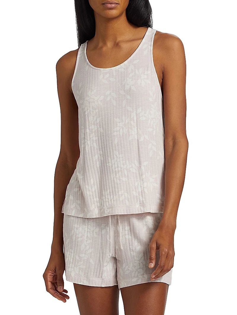 Aria Floral Rib-Knit Jersey Short Pajamas