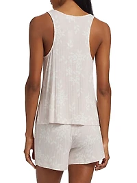 Aria Floral Rib-Knit Jersey Short Pajamas