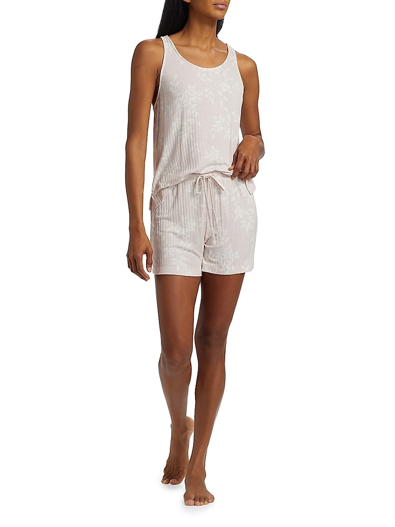 Aria Floral Rib-Knit Jersey Short Pajamas