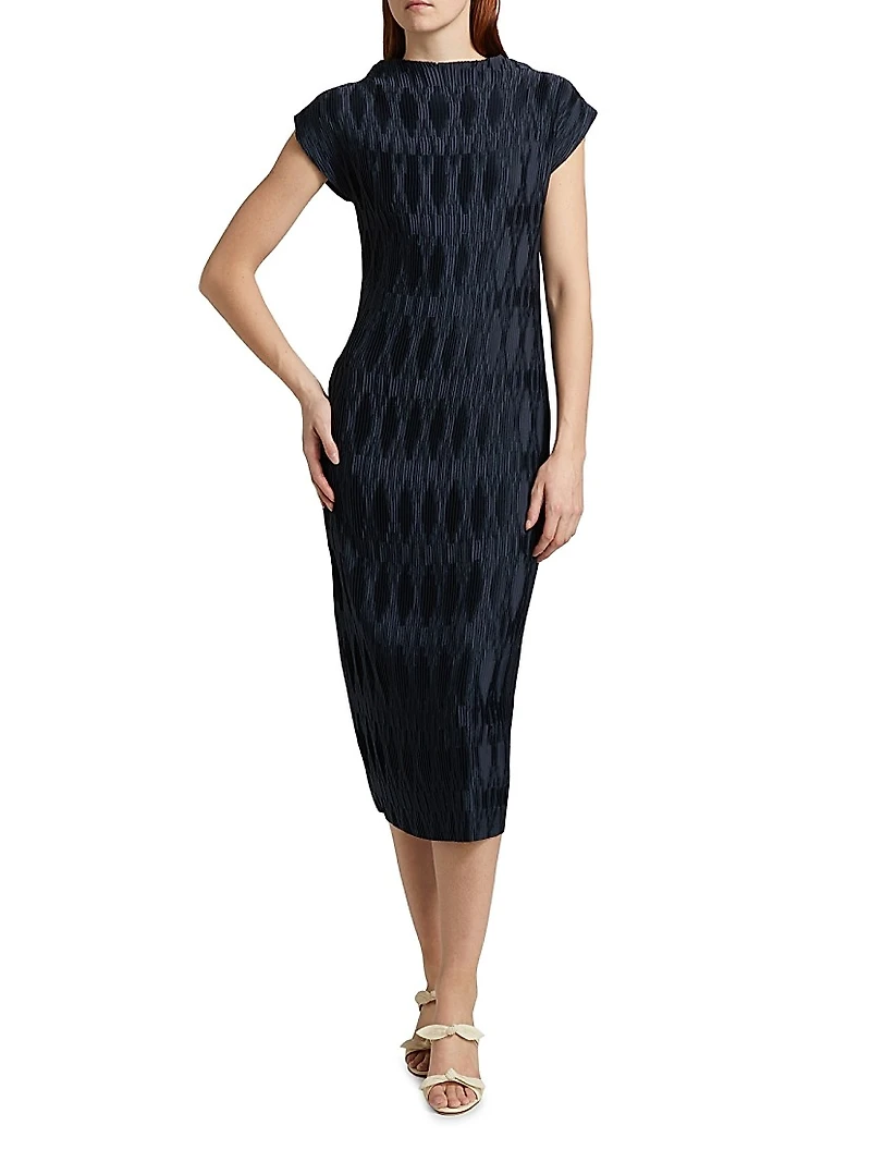 Gramercy Pleated Cap-Sleeve Midi-Dress