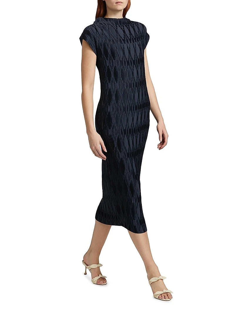 Gramercy Pleated Cap-Sleeve Midi-Dress