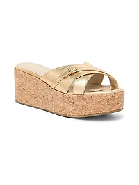 Calypso Metallic Leather Wedge Sandals