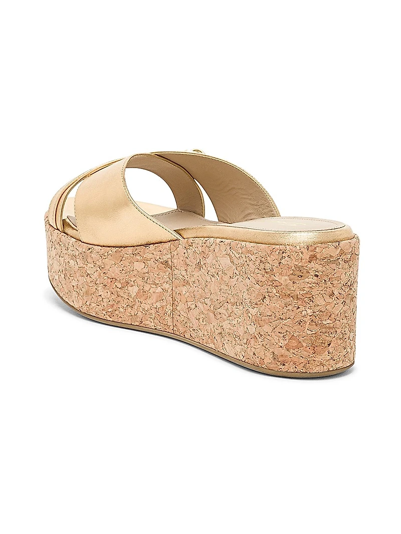 Calypso Metallic Leather Wedge Sandals