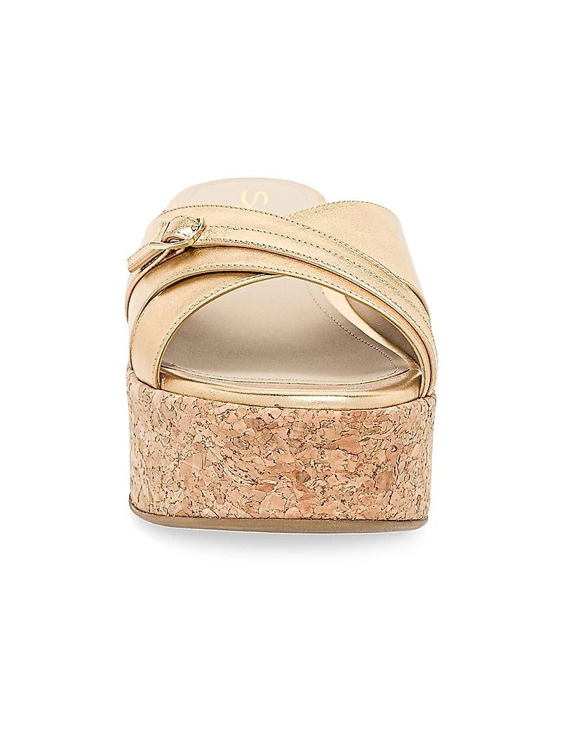 Calypso Metallic Leather Wedge Sandals