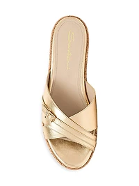 Calypso Metallic Leather Wedge Sandals