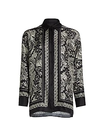 Alfie Paisley Silk Button-Front Top