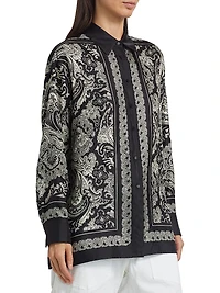 Alfie Paisley Silk Button-Front Top