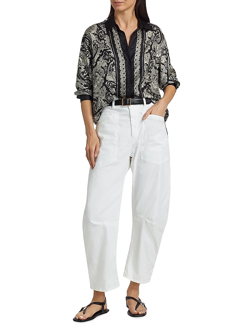 Alfie Paisley Silk Button-Front Top