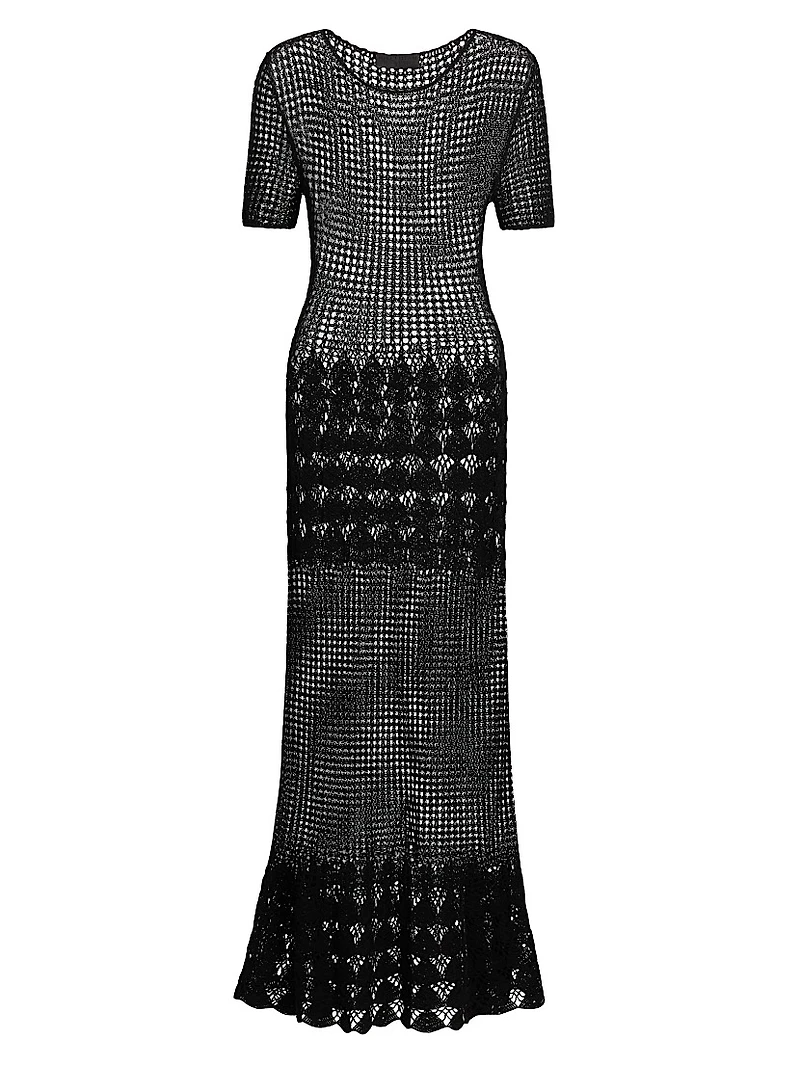 Yoko Open-Knit Cotton Maxi Sweaterdress