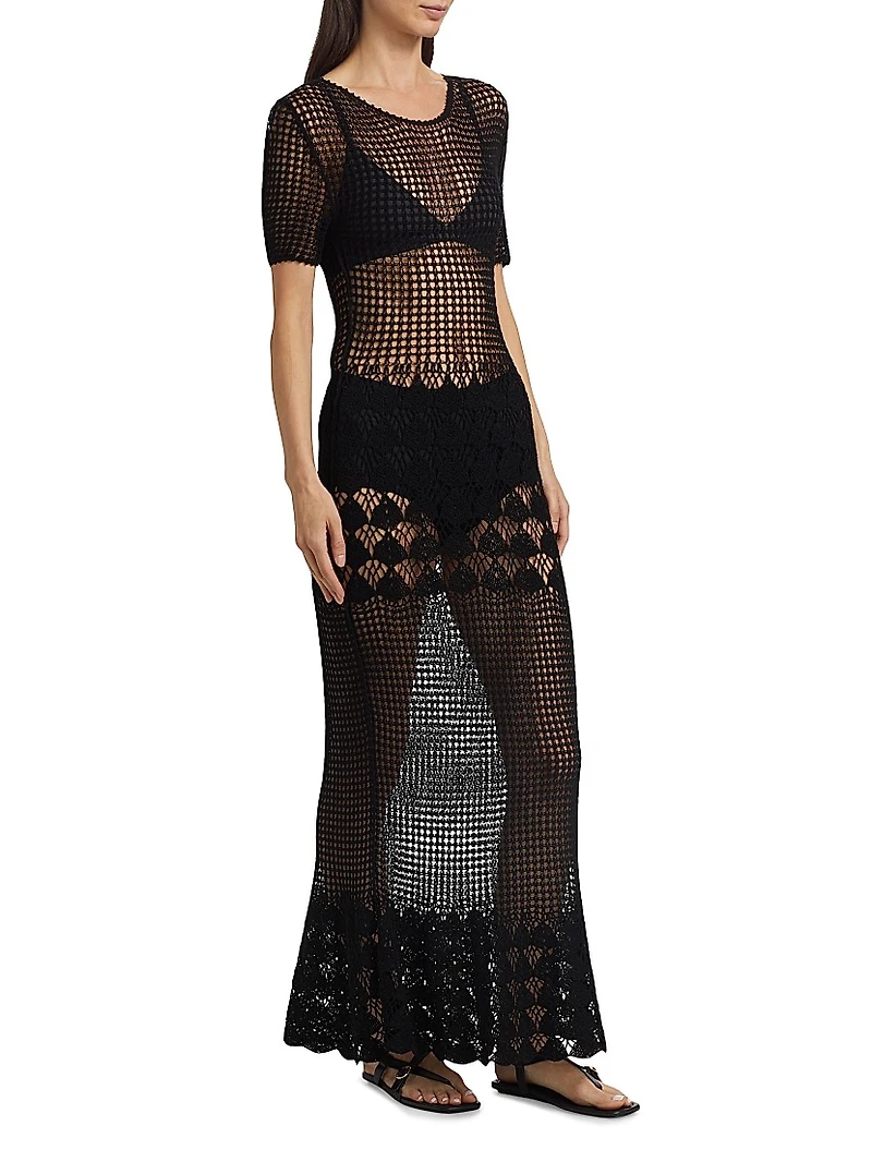 Yoko Open-Knit Cotton Maxi Sweaterdress