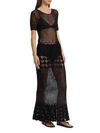 Yoko Open-Knit Cotton Maxi Sweaterdress