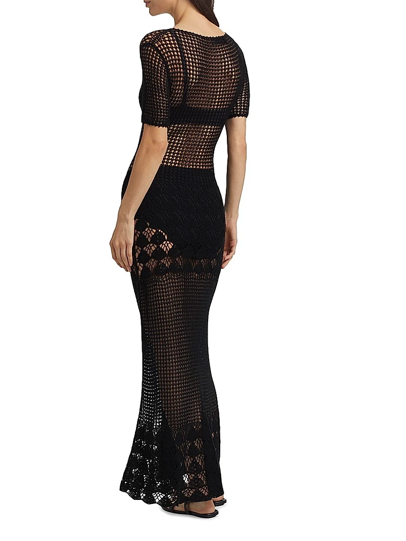 Yoko Open-Knit Cotton Maxi Sweaterdress