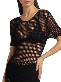 Yoko Open-Knit Cotton Maxi Sweaterdress