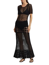 Yoko Open-Knit Cotton Maxi Sweaterdress