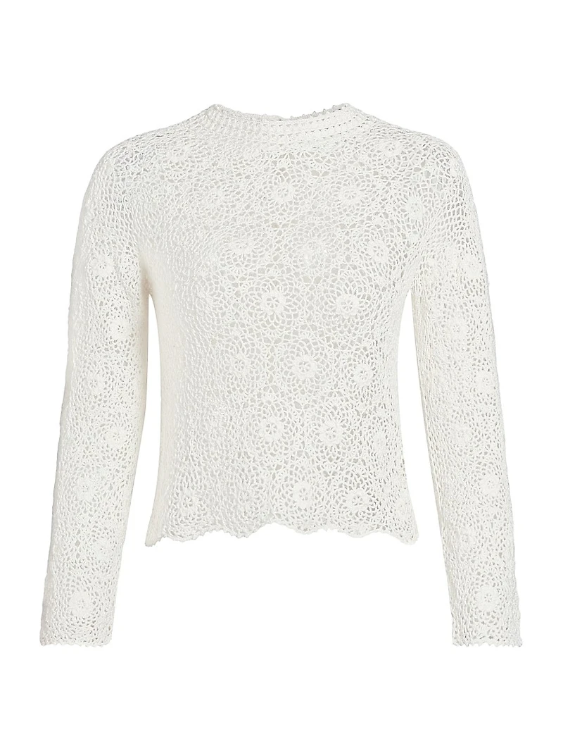 Gibson Crocheted Cotton Crewneck Sweater