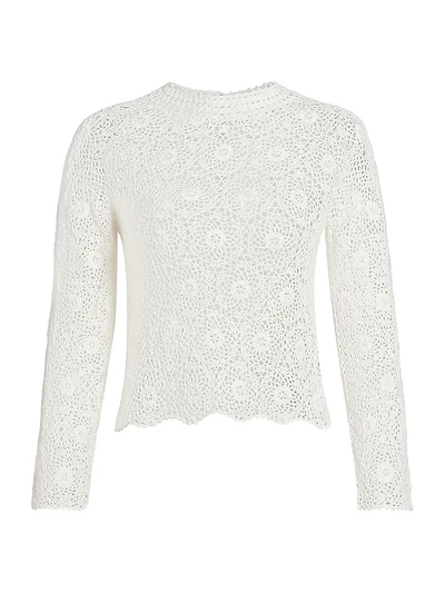 Gibson Crocheted Cotton Crewneck Sweater