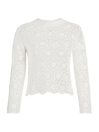 Gibson Crocheted Cotton Crewneck Sweater