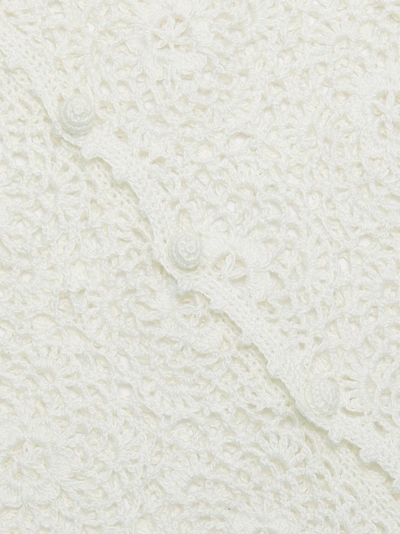 Gibson Crocheted Cotton Crewneck Sweater