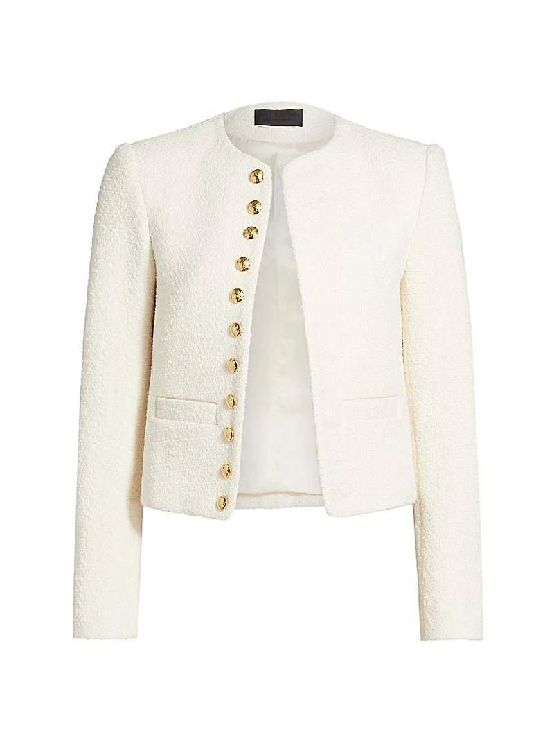 Patti Cotton-Blend Bouclé Crop Jacket