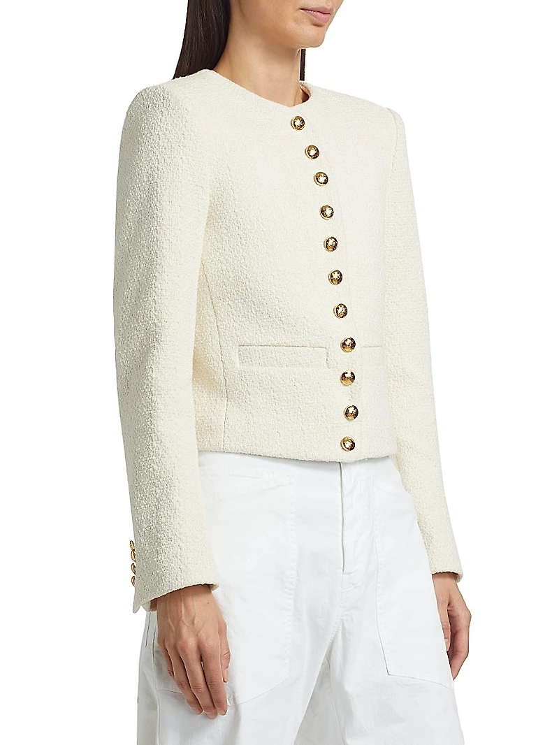 Patti Cotton-Blend Bouclé Crop Jacket