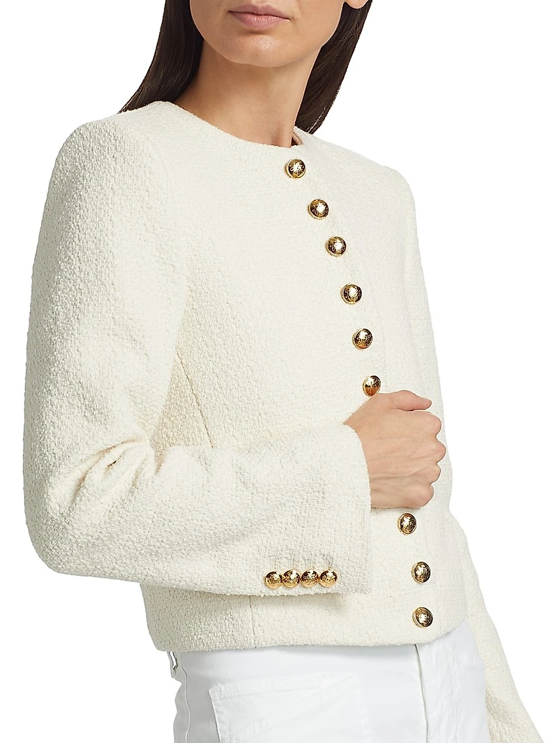 Patti Cotton-Blend Bouclé Crop Jacket