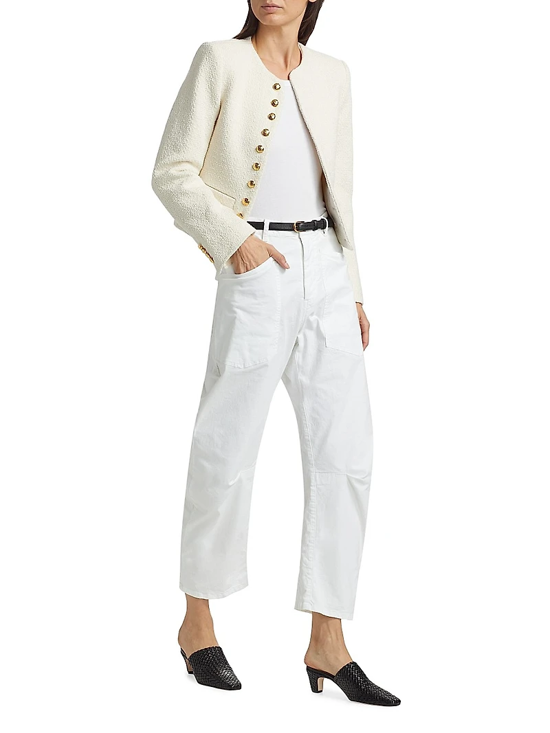 Patti Cotton-Blend Bouclé Crop Jacket