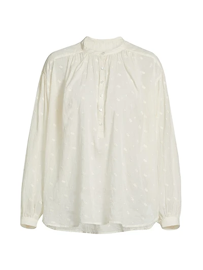 Neville Abstract Embroidered Cotton Blouse