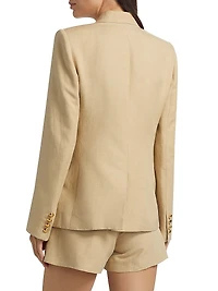Veda Linen-Silk Double-Breasted Jacket