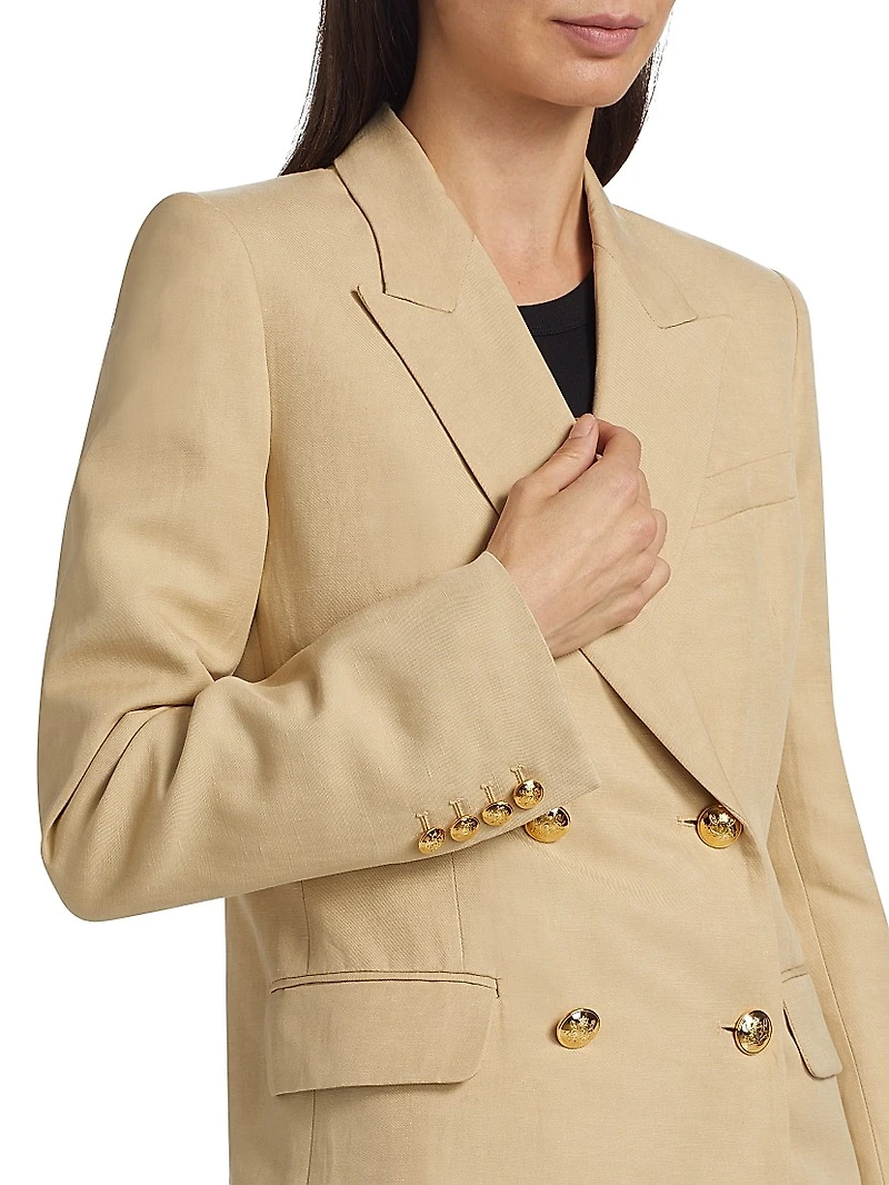 Veda Linen-Silk Double-Breasted Jacket