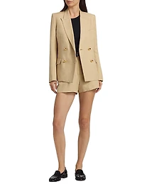Veda Linen-Silk Double-Breasted Jacket