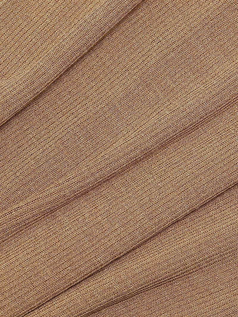 Hettie Silk Rib-Knit Short-Sleeve Sweater