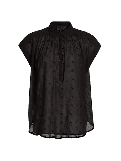 Normandy Embroidered Cotton Blouse