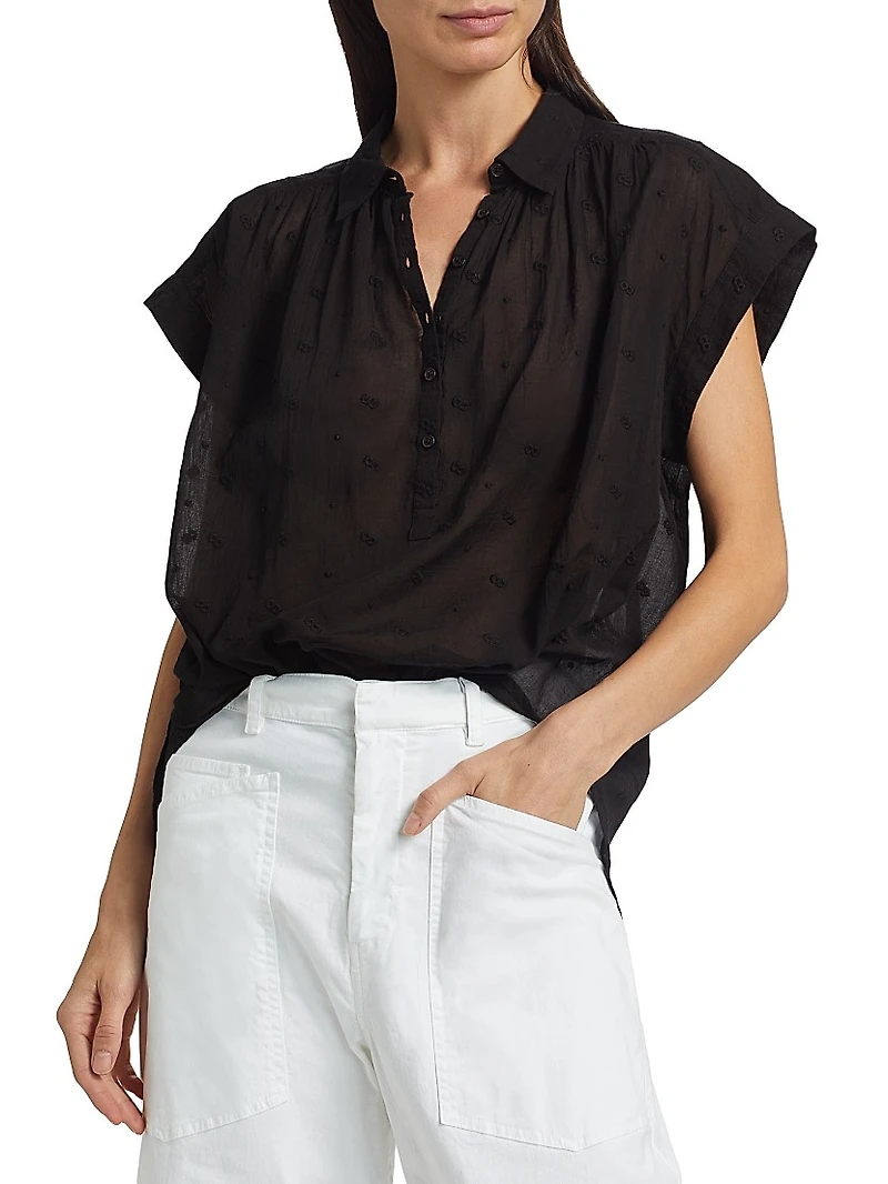 Normandy Embroidered Cotton Blouse