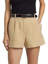 Beatrice Linen-Silk Tailored Shorts