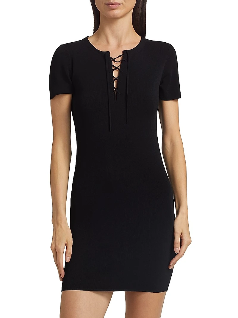 Palma Lace-Up Mini Sweaterdress