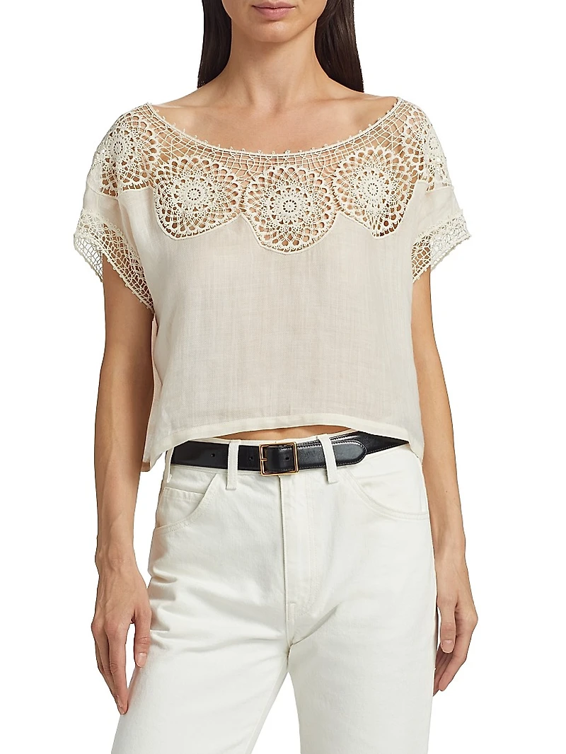 Caila Embroidered Scoopneck Top