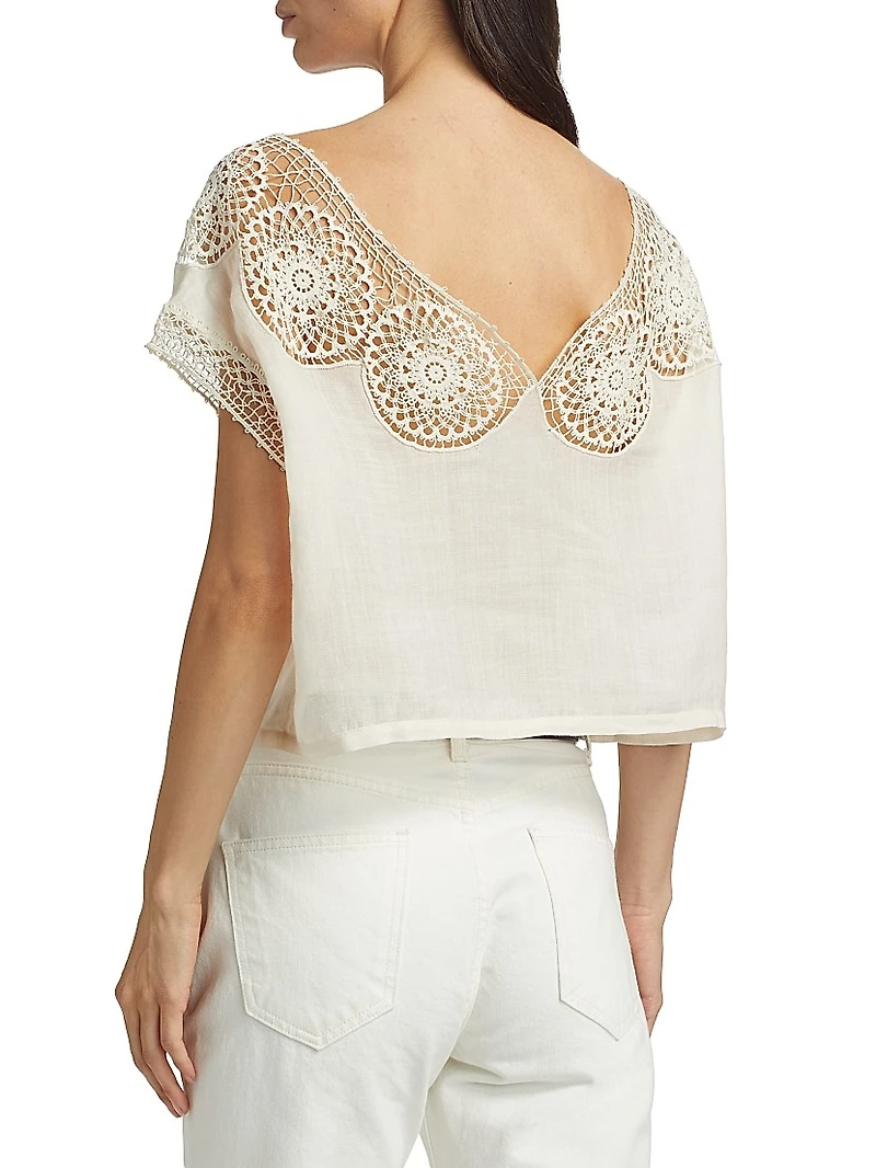 Caila Embroidered Scoopneck Top