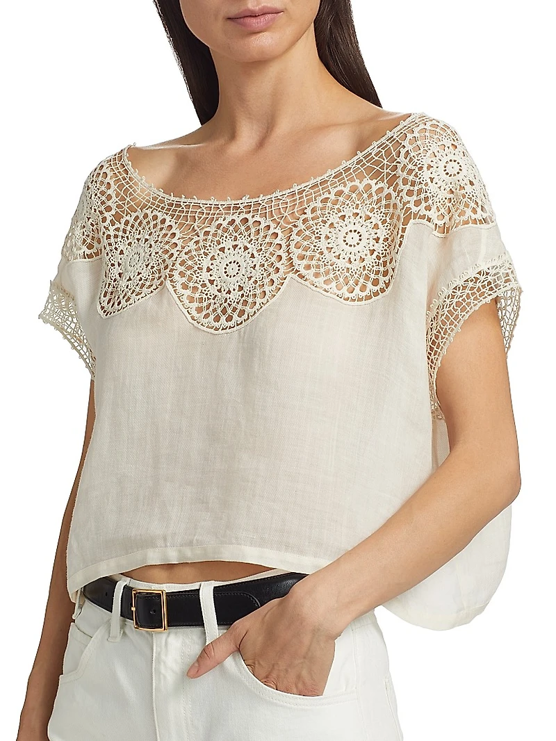 Caila Embroidered Scoopneck Top