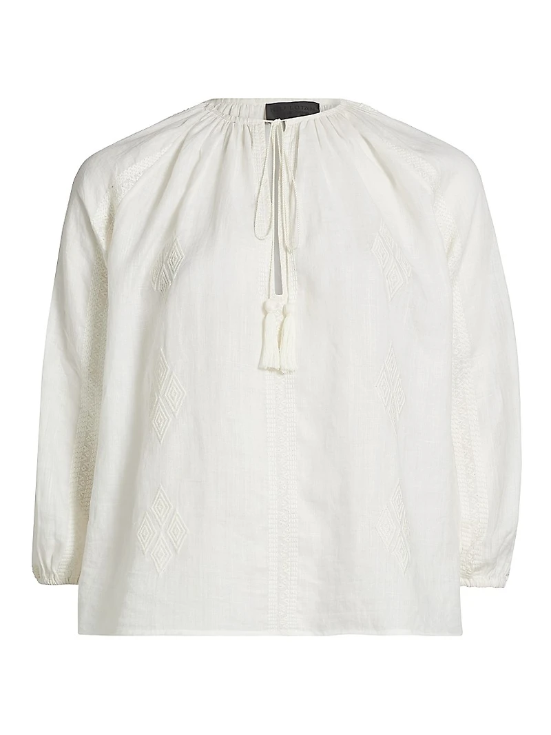 Cristo Embroidered V-Neck Blouse