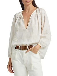 Cristo Embroidered V-Neck Blouse