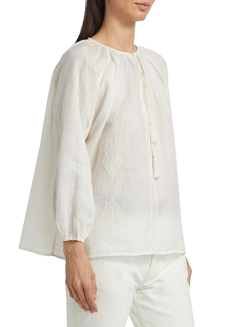 Cristo Embroidered V-Neck Blouse