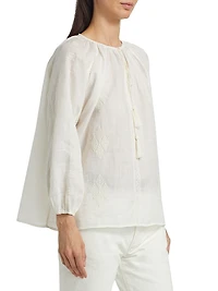 Cristo Embroidered V-Neck Blouse