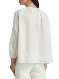 Cristo Embroidered V-Neck Blouse