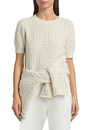 Elysia Crochet Cashmere Short-Sleeve Sweater