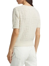 Elysia Crochet Cashmere Short-Sleeve Sweater